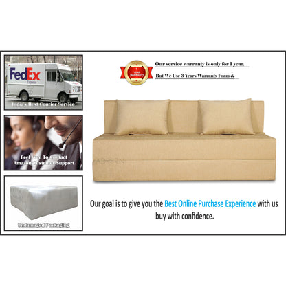 Adorn India Foam Easy 3 Seater Sofa Cum Bed Alyn 6'X 6' (Beige) (1 Year Warranty)