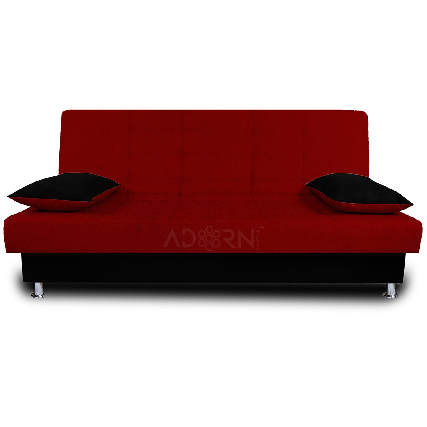Adorn India Alyssum 3 Seater Sofa cumbed(Maroon & Black)