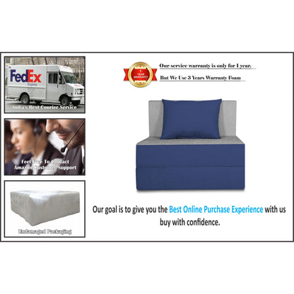 Adorn India Easy 2 Seater Sofa cumbed 3x6 (Blue & Grey) (1 Year Warranty)