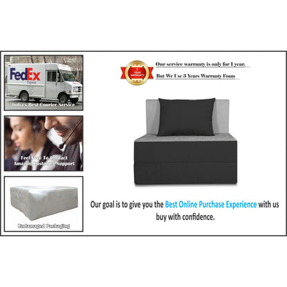 Adorn India Easy Single Seater Sofa Cum bed 3'x6' (Black and Grey)