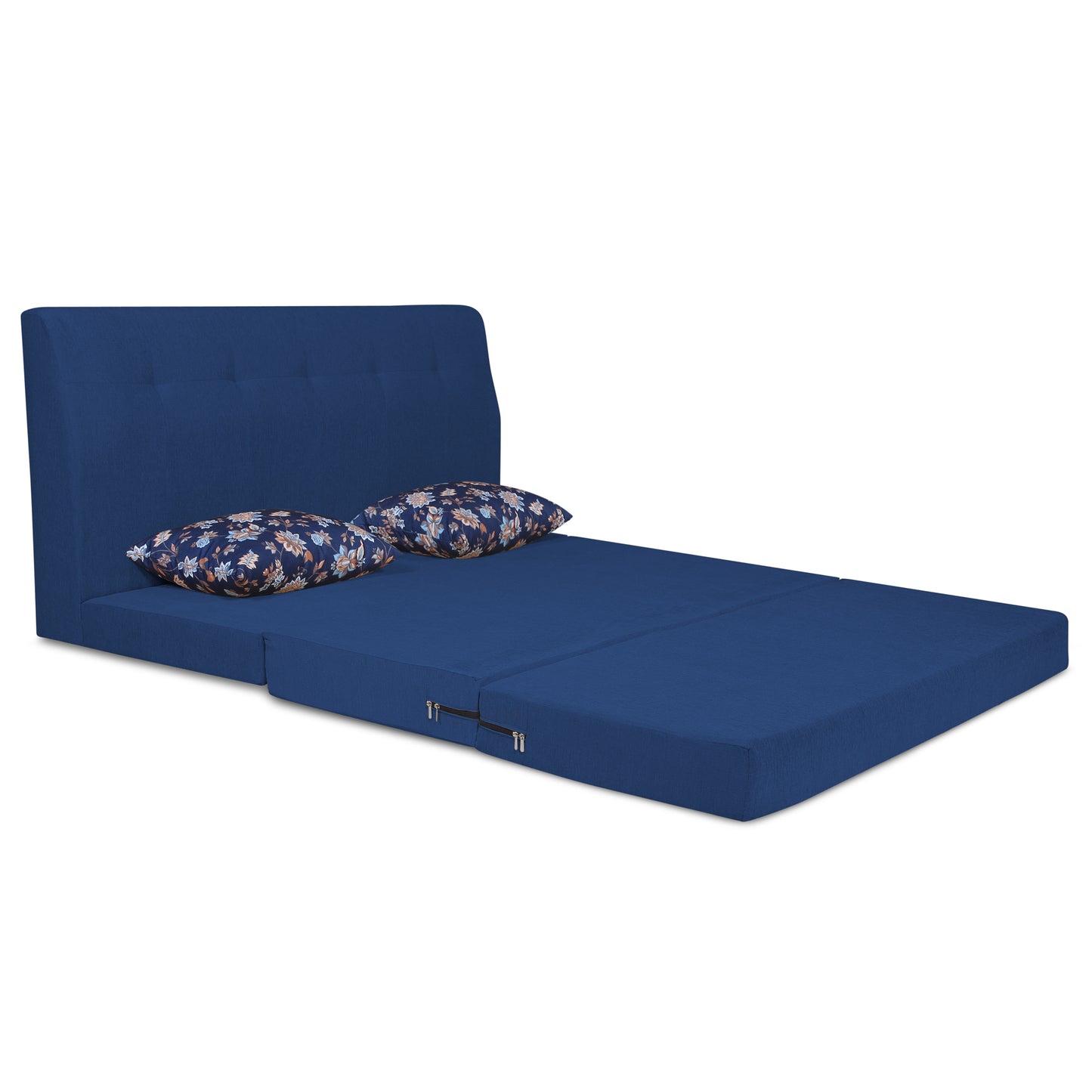 Adorn India Easy Highback Three Seater Sofa Cum Bed Floral 5' x 6' (Blue) (1 Year Warranty)