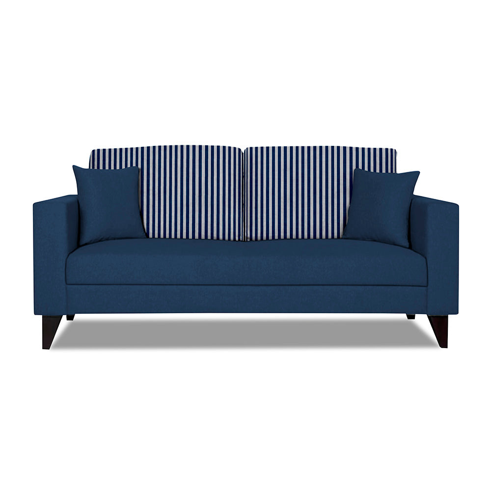 Adorn India Hector Stripes 3 Seater Sofa (Blue) Martin Plus (3 Year Warranty)