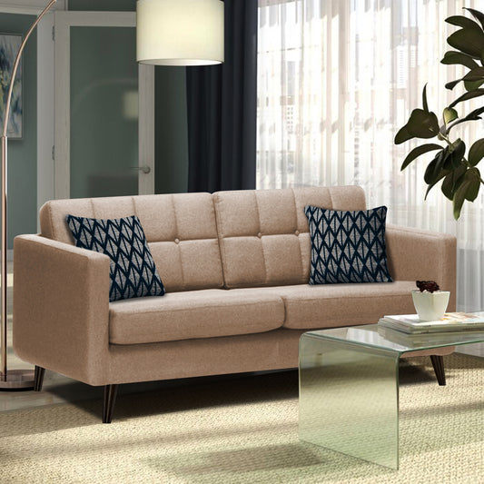 Adorn India Chilly 3 Seater Fabric Sofa Set (Beige) (3 Year Warranty)