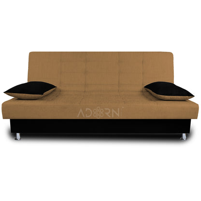 Adorn India Alyssum 3 Seater Sofa cumbed(Camel & Black, Wood)