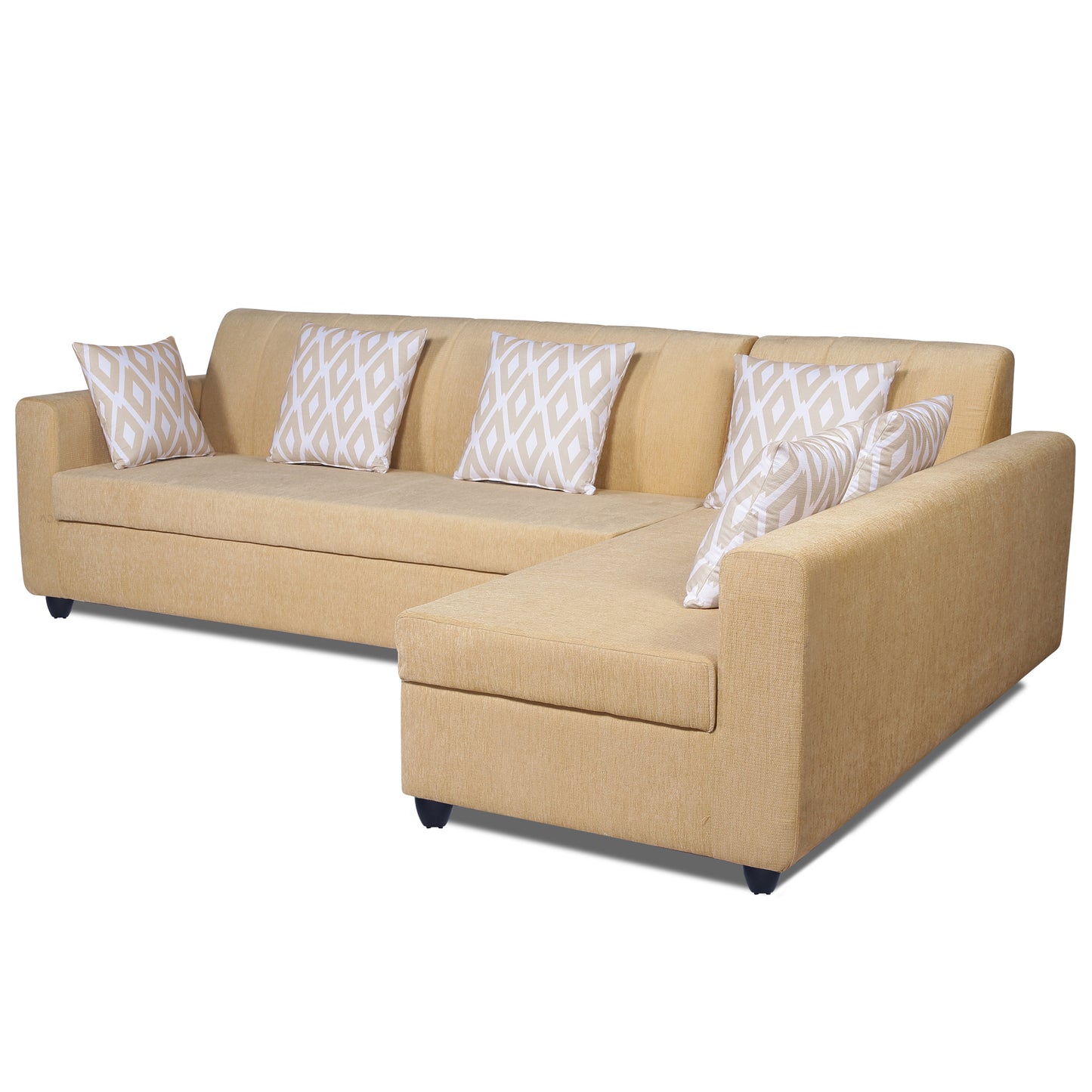 Adorn India Rio Highback L Shape 6 Seater Sofa Set (Right Hand Side) (Beige) (3 Year Warranty)