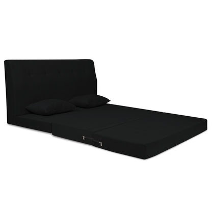 Adorn India Easy Highback Two Seater Sofa Cum Bed Decent 4' x 6' (Black) (1 Year Warranty)