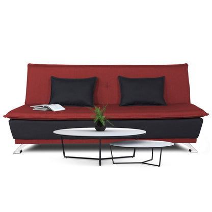 Adorn India Exclusive Two Tone Arden 4 Seater Sofa Cum Bed 4 x 6 (Maroon & Black) (3 Year Warranty)