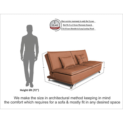 Adorn India Arden 3 Seater Sofa Cum Bed Fabric (Rust)