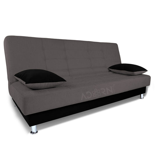 Adorn India Alyssum 3 Seater Sofa Cumbed (Grey & Black)