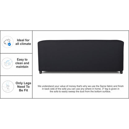 Adorn India Brisco 3 Seater Sofa (Black), Wood, Foam