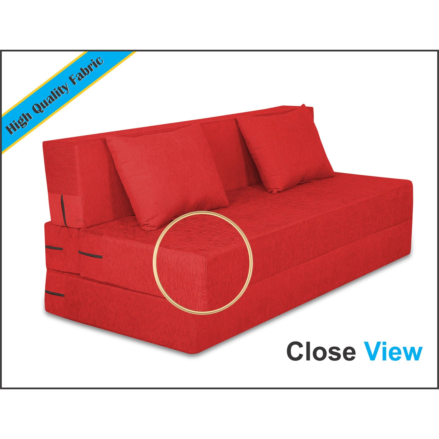 Adorn India Easy 2 Seater Sofa Cum Bed Alyn 4'x 6' (Red) (1 Year Warranty)