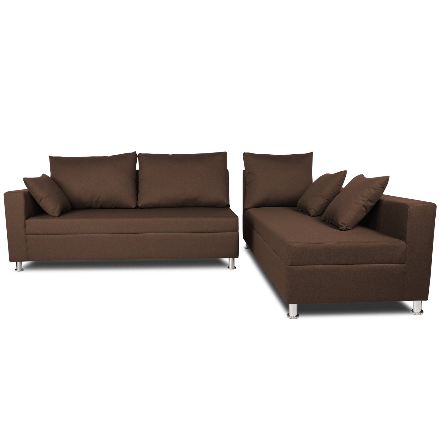 Adorn India Straight line L Sal Shape Sectional Sofa (Brown)