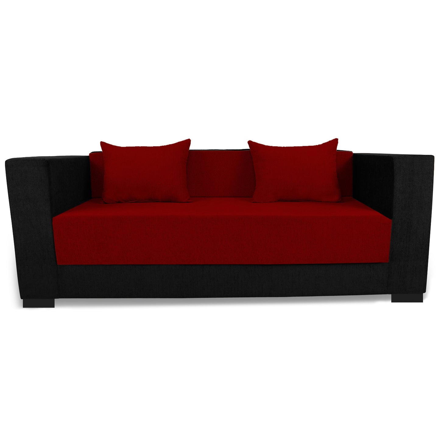 Adorn India Almond 3 Seater Sofa Cumbed (Maroon & Black)
