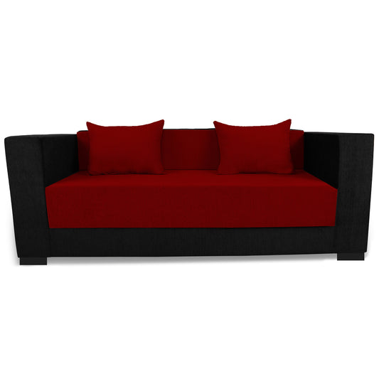 Adorn India Almond 3 Seater Sofa Cumbed (Maroon & Black)