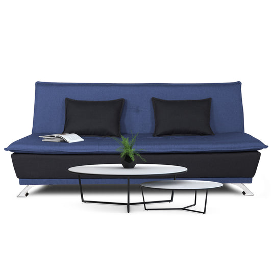 Adorn India Exclusive Two Tone Arden 4 Seater Wood Sofa Cum Bed 4 x 6 (Blue & Black) (3 Year Warranty)