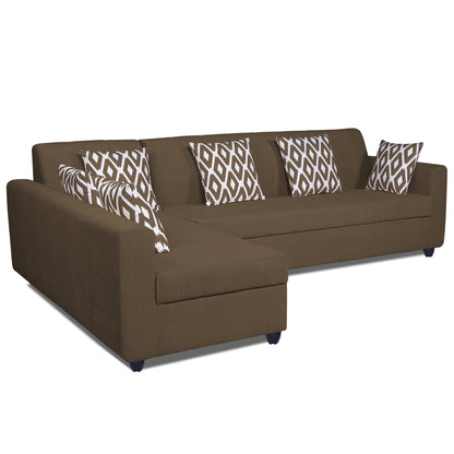 Adorn India Rio High Back L Shape 6 Seater Sofa Set (Left Side Handle) (Camel)