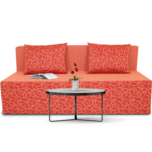 Adorn India Easy Three Seater Sofa Cum Bed Poly Cotton (Red) 5'X6'