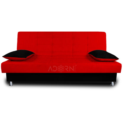 Adorn India Alyssum 3 Seater Sofa Cum bed (Red & Black)