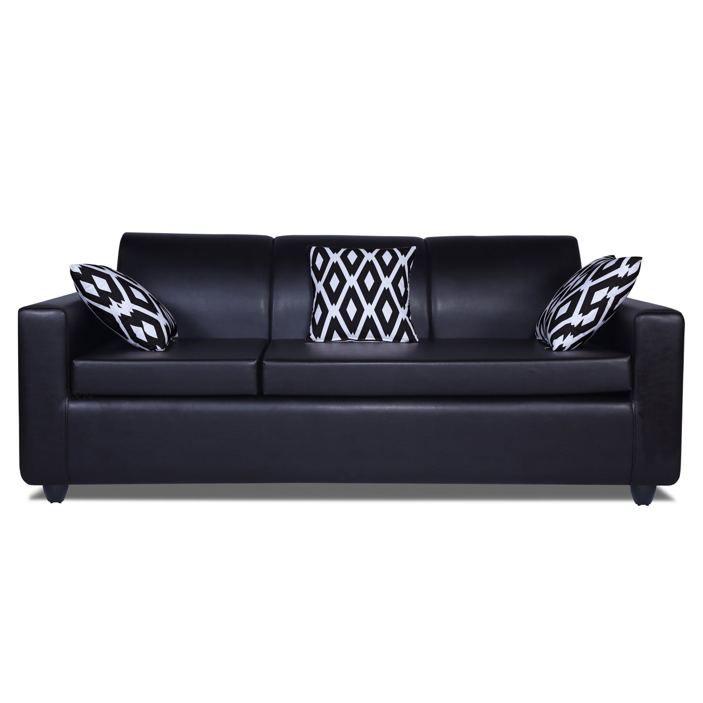 Adorn India Monteno Leatherette Modular 4 Seater Sofa Set (Black) (3 Year Warranty)