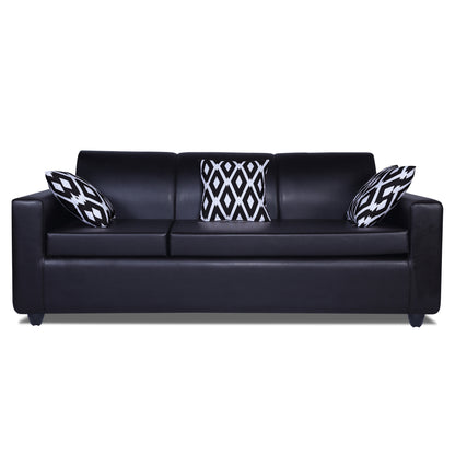 Adorn India Monteno Leatherette Modular 4 Seater Sofa Set (Black) (3 Year Warranty)