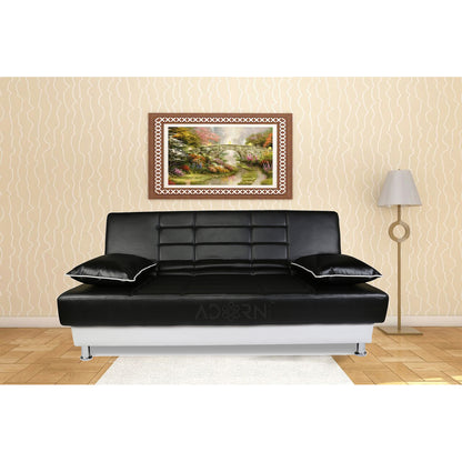 Adorn India Alexa 3 Seater Sofa cumbed (Black & White)