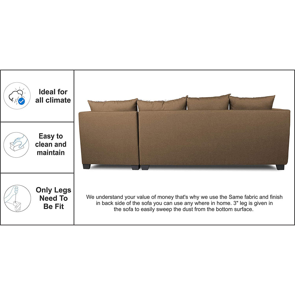 Adorn India Mclain L Shape 6 Seater Sofa (Camel)