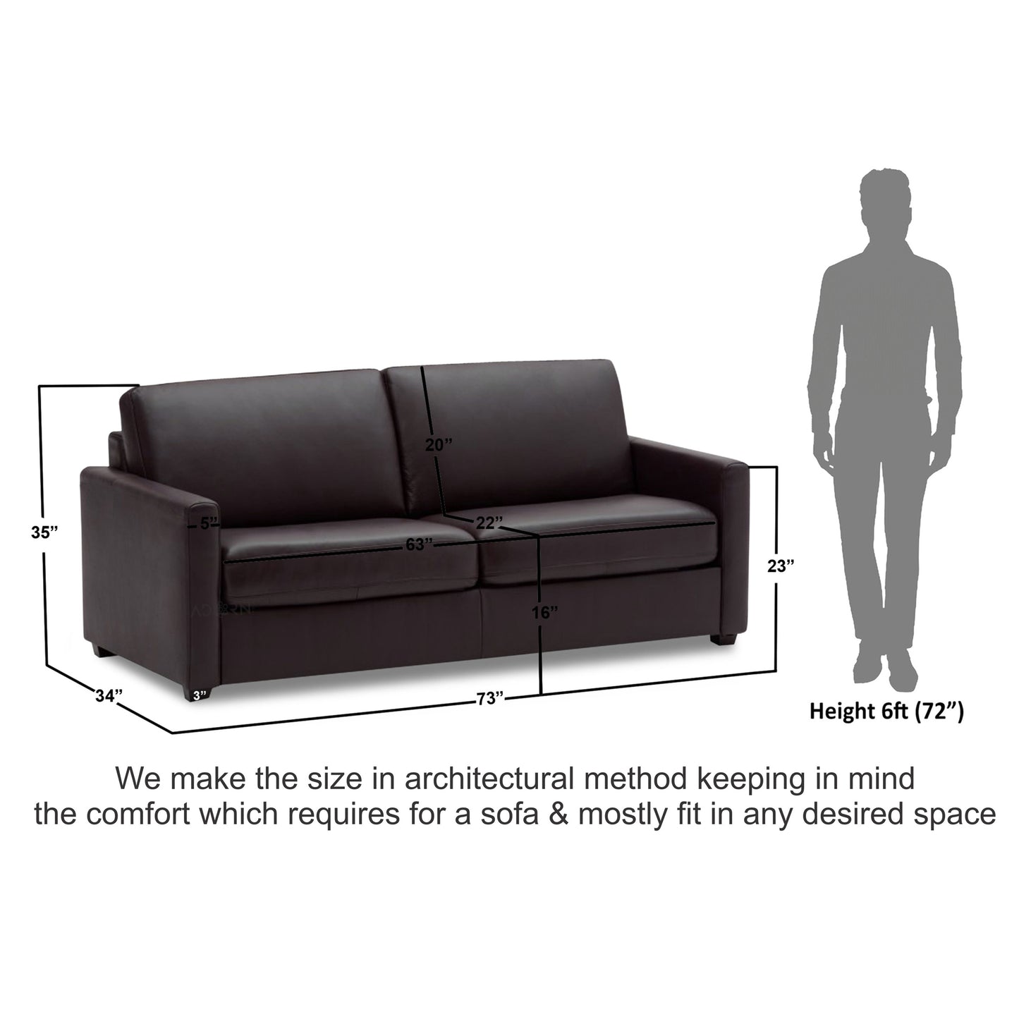 Adorn India Exclusive Flavio Leatherette Three Seater Sofa (Brown)