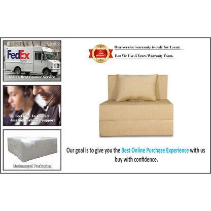 Adorn India Easy 3 Seater Sofa Cum Bed Alyn 3'x 6' (Beige) (1 Year Warranty)
