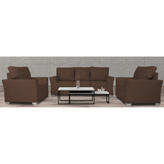 Adorn India Alexia Five Seater Sofa Set 3-1-1 (Brown)