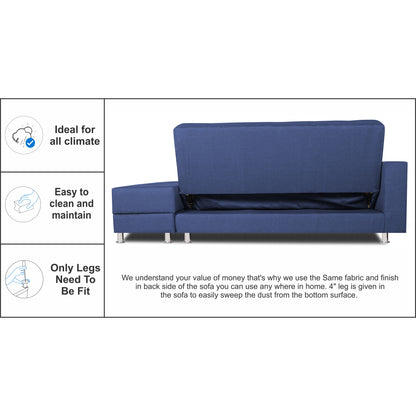 Adorn India Flora Sofa Cum bed (Blue)