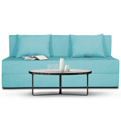 Adorn India Foam Easy 3 Seater Sofa Cum Bed Alyn 5'X 6' (Aqua Blue) (1 Year Warranty)