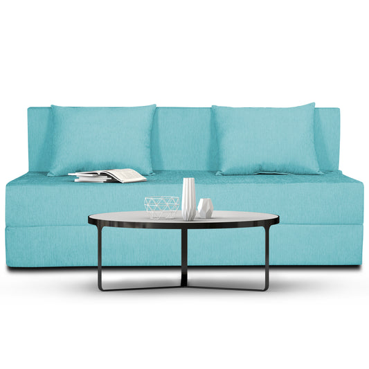 Adorn India Foam Easy 3 Seater Sofa Cum Bed Alyn 5'X 6' (Aqua Blue) (1 Year Warranty)