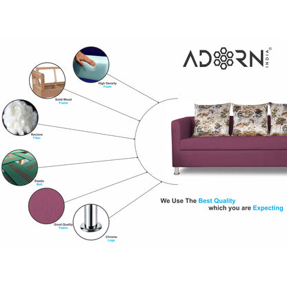 Adorn India Alita 3 Seater Compact Sofa (Light Purple, wood)