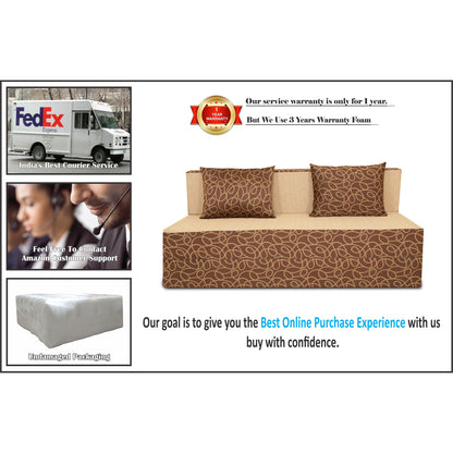Adorn India Easy 3 Seater Sofa Cum Bed Poly Cotton (Brown & Beige) 5'X6' (1 Year Warranty)