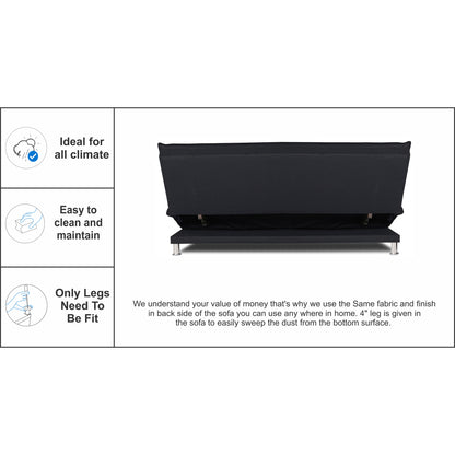 Adorn India Arden 4 Seater Sofa Cum Bed 4 x 6 (Black) (3 Year Warranty)