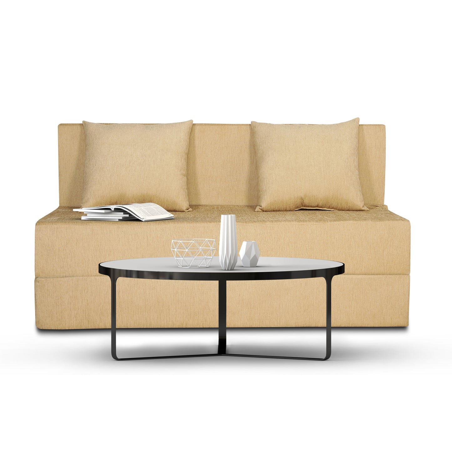 Adorn India Easy 2 Seater Sofa Cum Bed Alyn 4'x 6' (Beige) (1 Year Warranty)