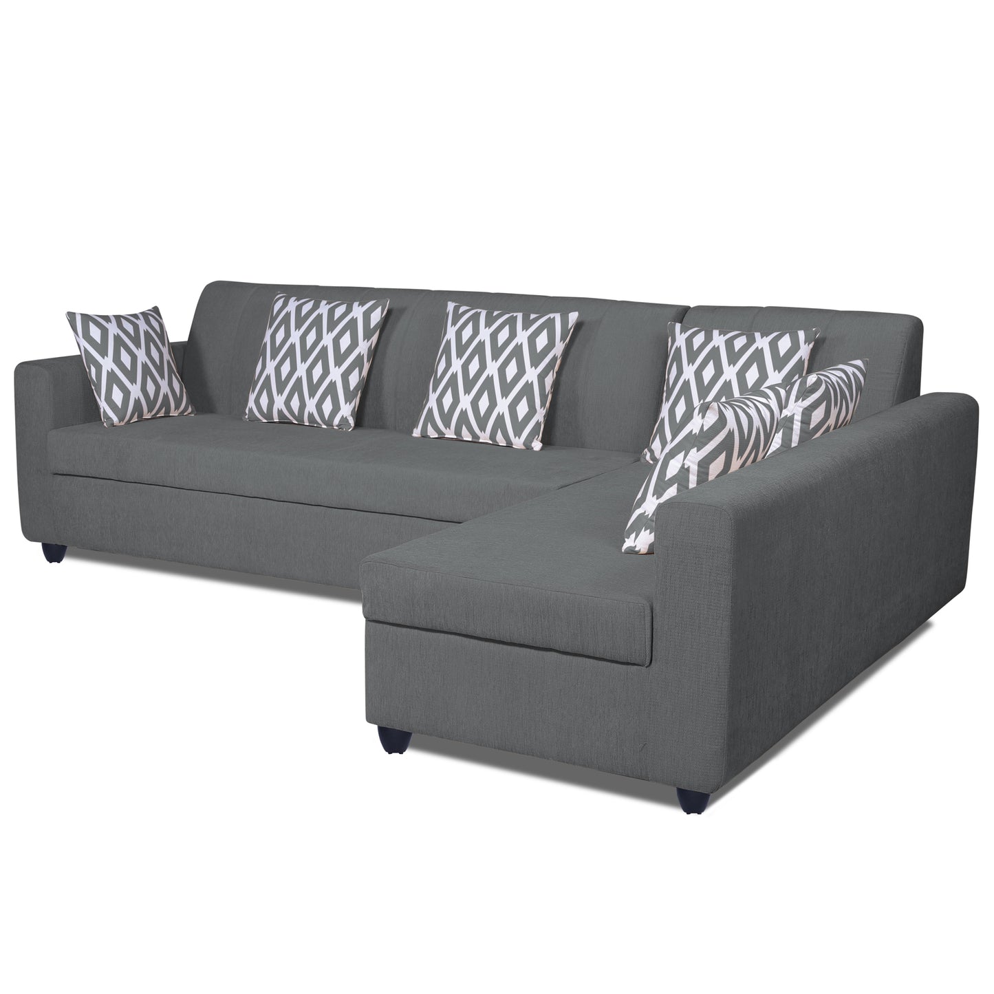Adorn India Rio Highback L Shape 6 Seater coner Sofa Set (Grey)