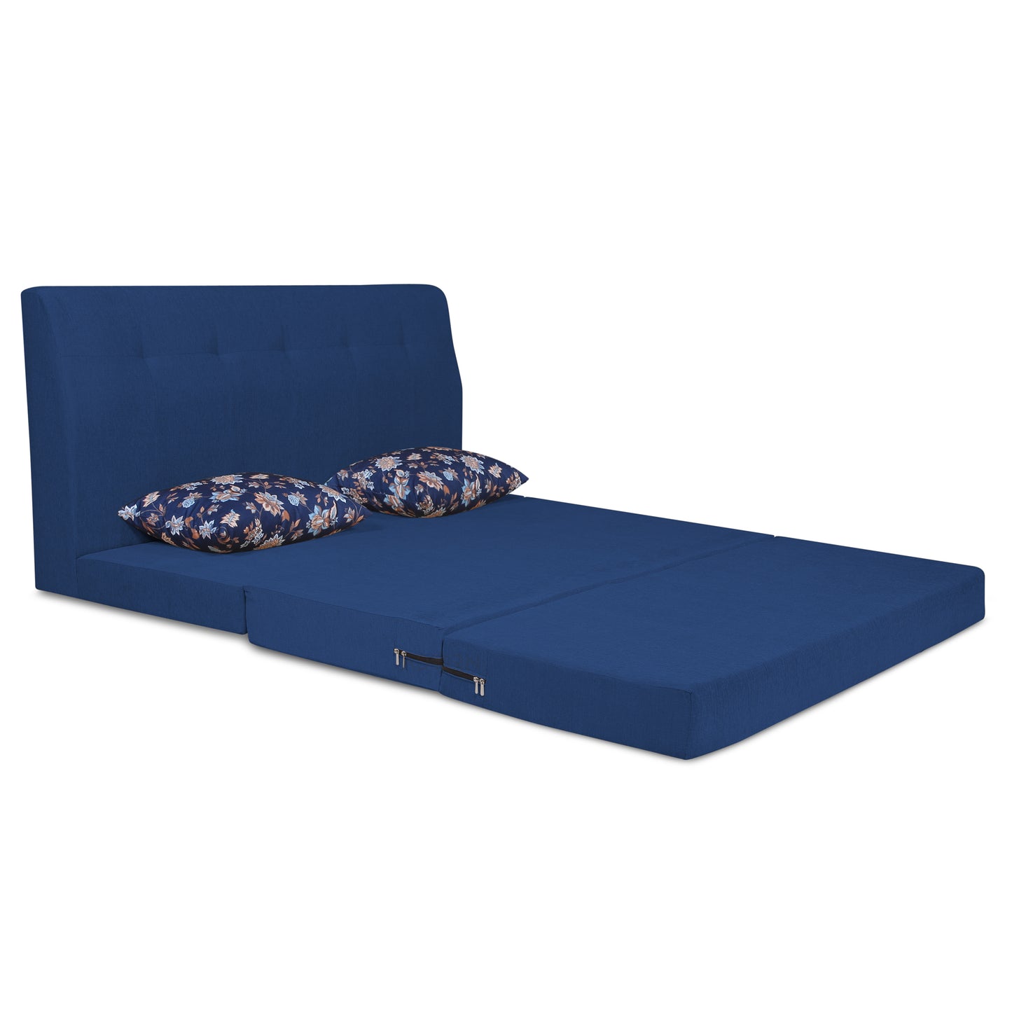 Adorn India Easy Highback Two Seater Sofa Cum Bed Floral 4' x 6' (Blue) (1 Year Warranty)