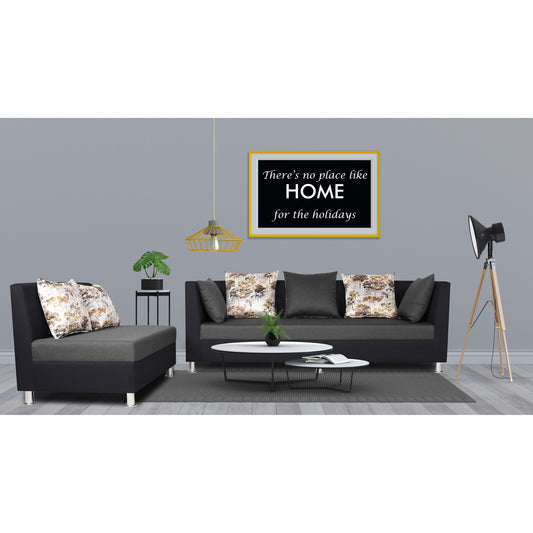 Adorn India Exclusive Two Tone Alica Modular Sofa Set (Wood & Fabric, Dark Grey & Black)