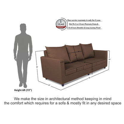 Adorn India New Straight line Three Seater Sofa(Brown)