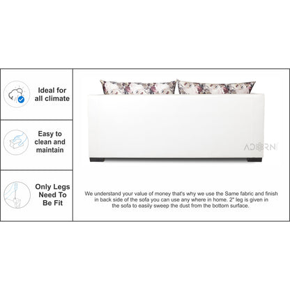 Adorn India Straight line Leathertte 3 Seater Sofa Cum Bed (White)