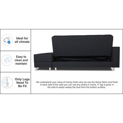 Adorn India Flora Sofa Cum bed (Black)