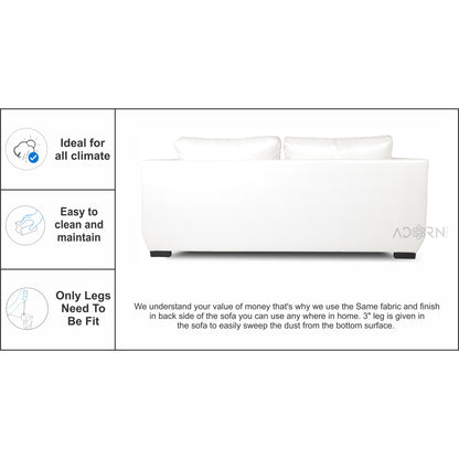 Adorn India Walton Leatherette 3 Seater Sofa (White)