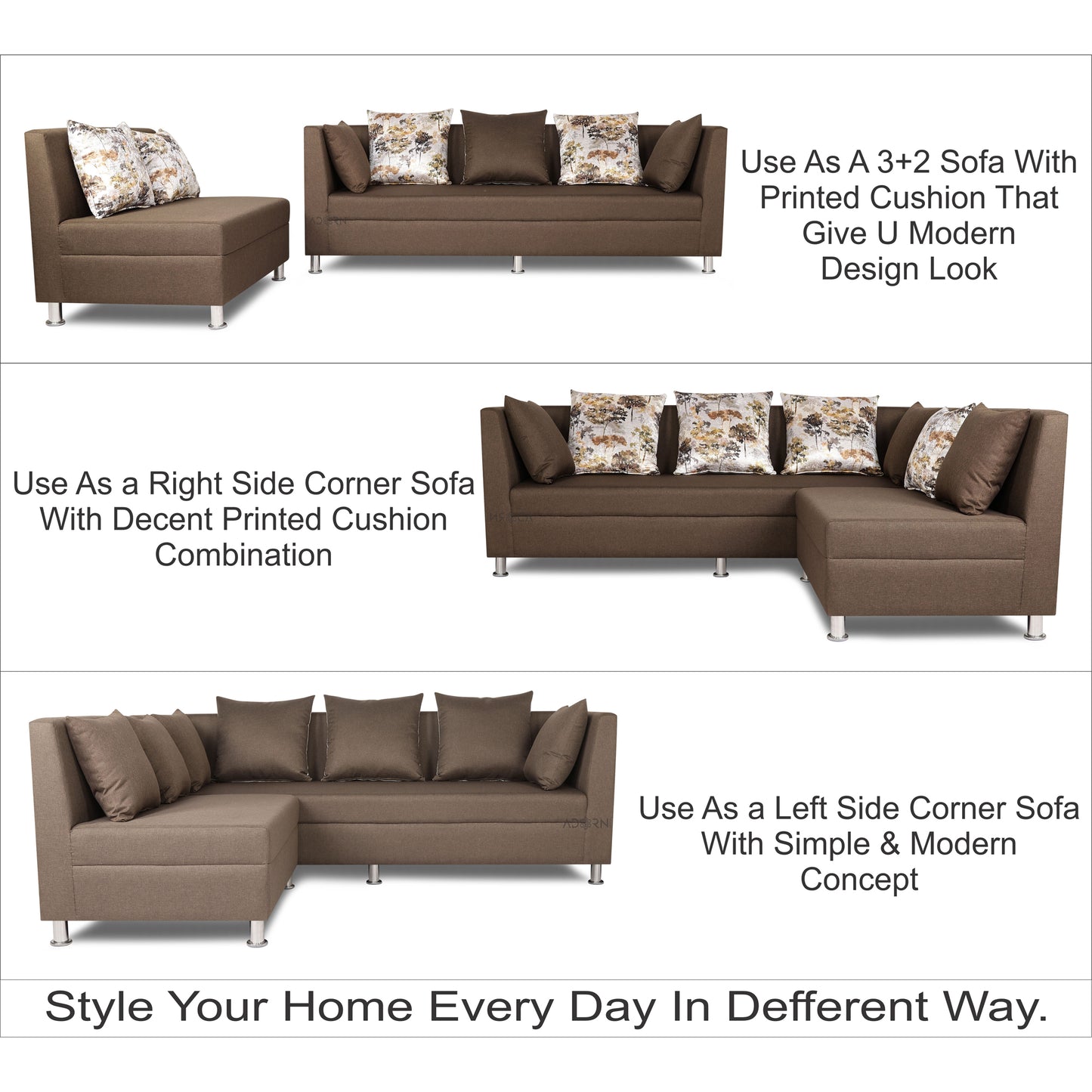Adorn India Alica Modular Sofa Set(Camel)
