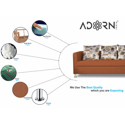 Adorn India Alita 3 Seater Compact Sofa (Rust)