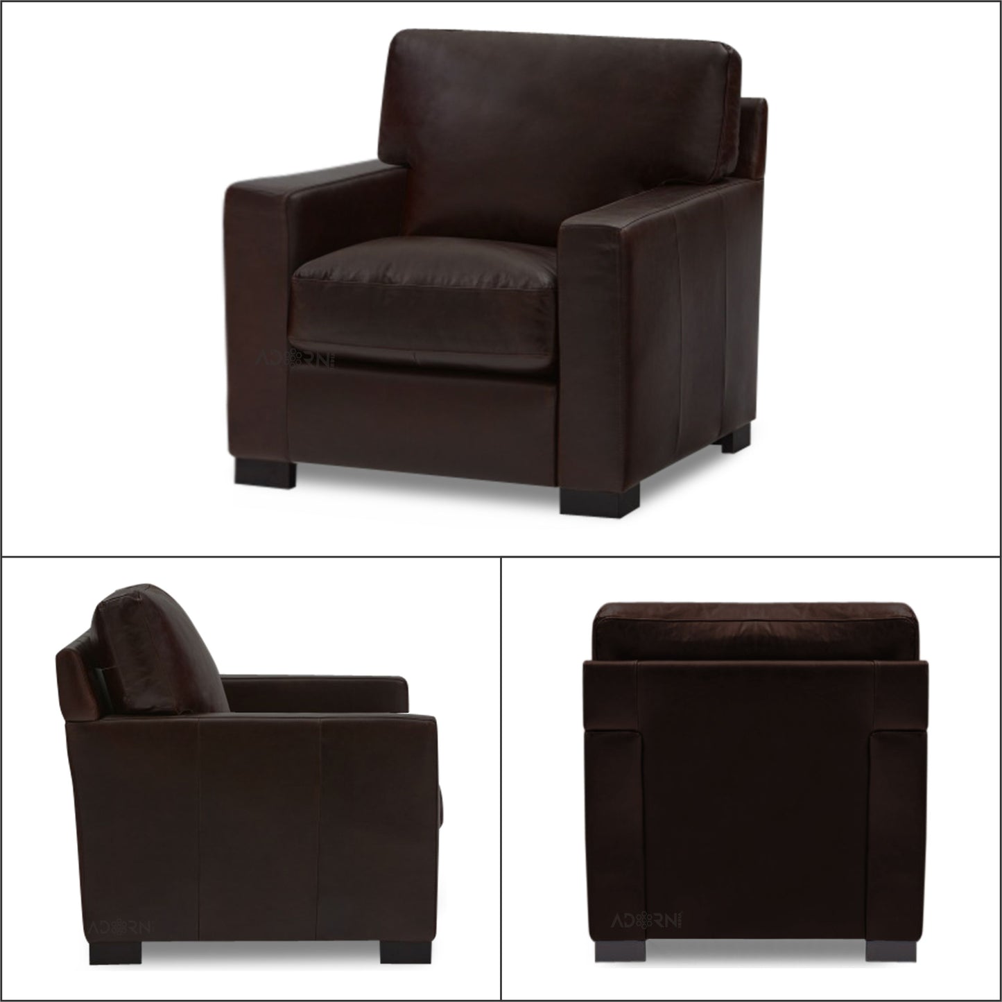Adorn India Exclusive Rosina Leatherette 3-1-1 Sofa Set (Dark Brown)