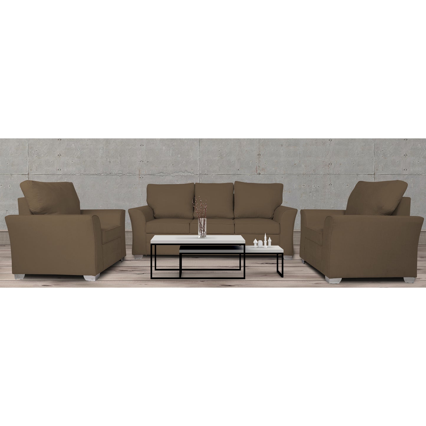 Adorn India Alexia 3+1+1 Sofa Set(Camel)
