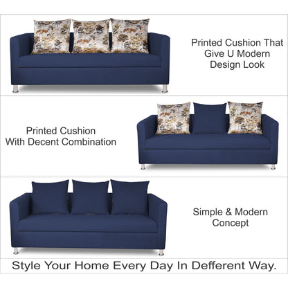 Adorn India Alita 3 Seater Compact Sofa (Blue)