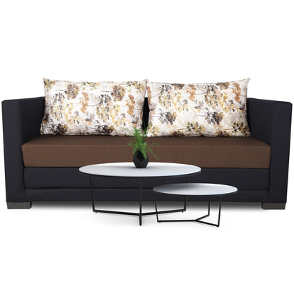 Adorn India Exclusive Two Tone Straight Line Three Seater Sofa Cum Bed (Brown & Black)