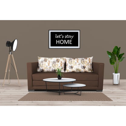 Adorn India Straight line 3 Seater Sofa Cum Bed (Brown), Wood, Foam